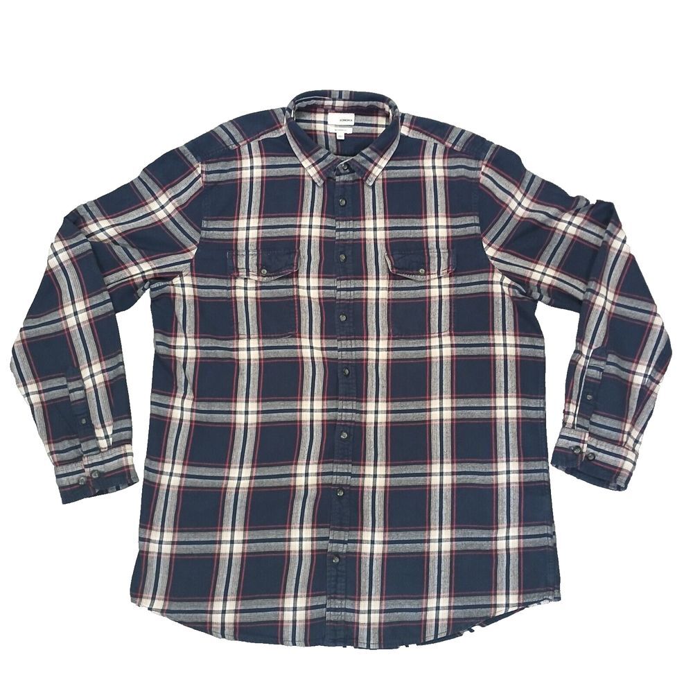 Men's Flannel Shirt Sonoma Modern Fit Classic-Fit Blue Plaid Size 2XLT